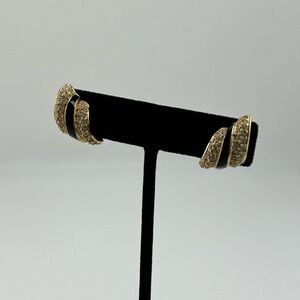 Christian DIOR Vintage earrings with crystals and black enamel
